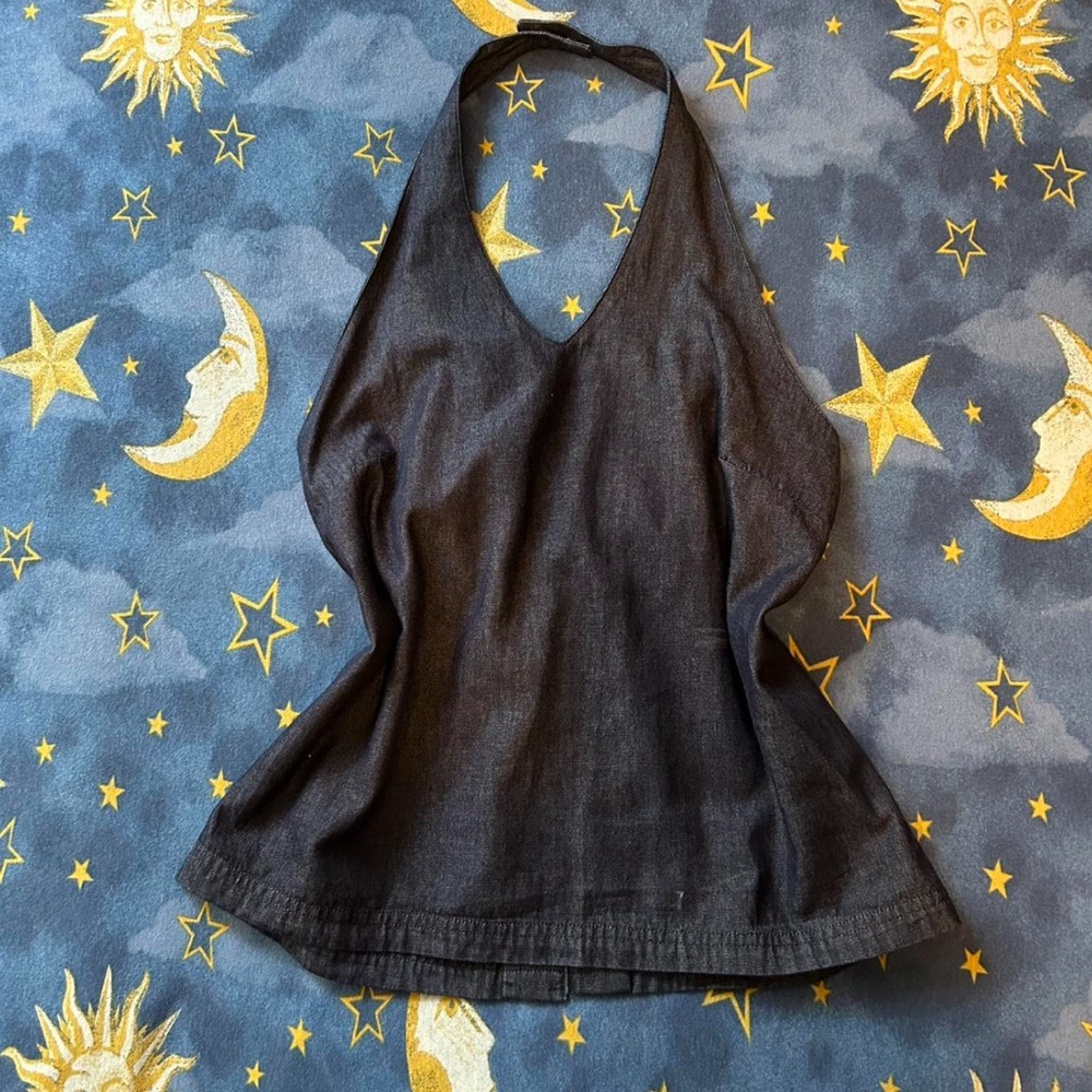 Faded Glory Black Asymmetrical Backless Tank Top